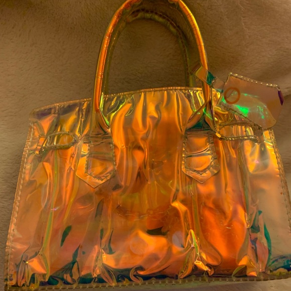 Multicolor Iridescent rainbow transparent satchel - Picture 4 of 5